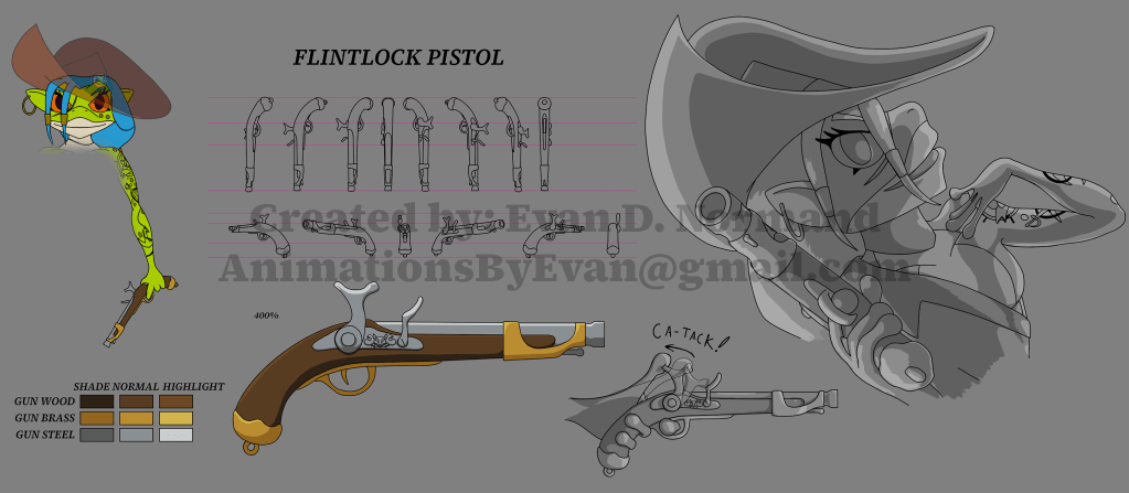 Flintlock Pistol design from unreleased pirate cartoon.
