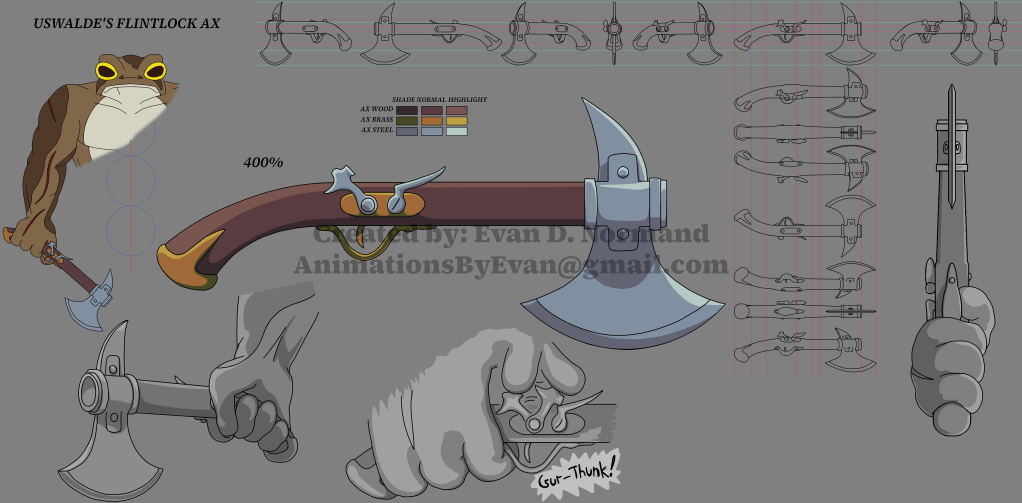 Flintlock Ax design from unreleased pirate cartoon.