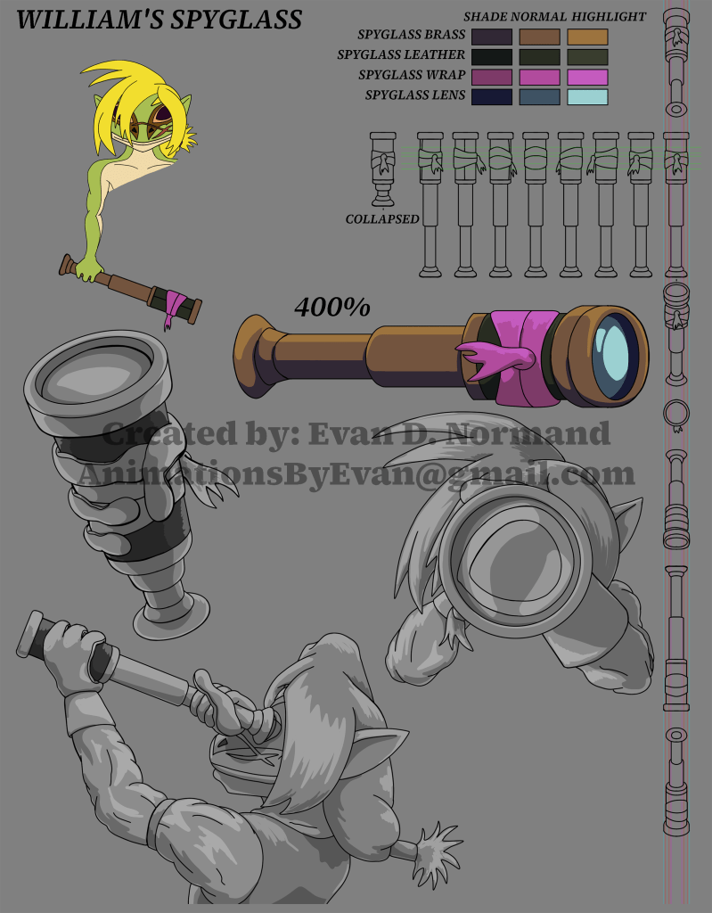 Spyglass design from unreleased pirate cartoon.
